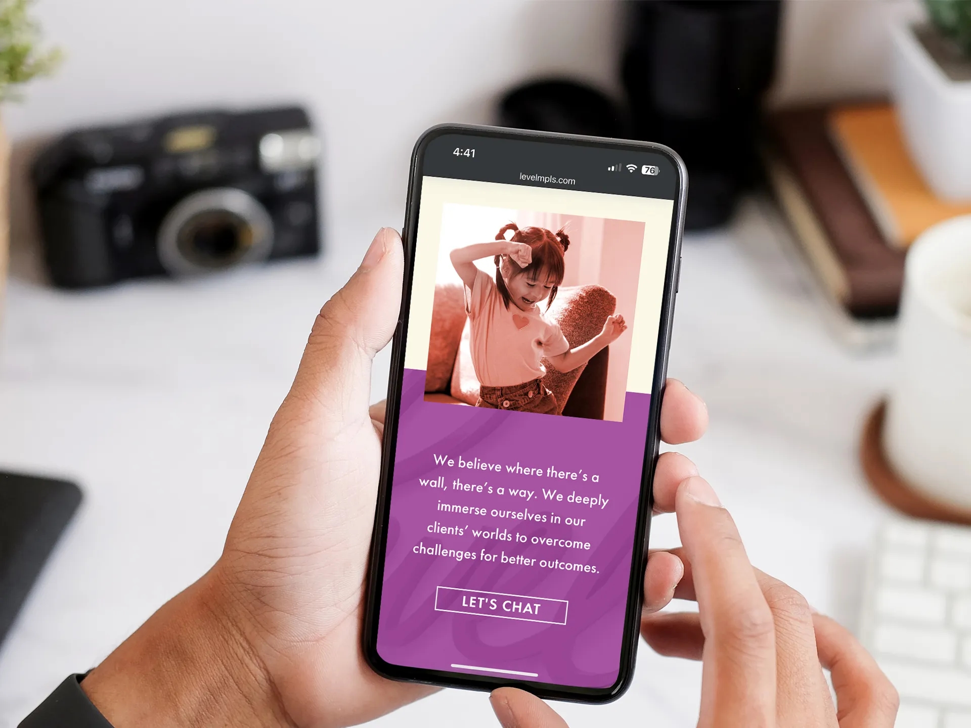 Responsive mobile layout of the Level MPLS website showcasing brand-forward design and self-managed content features