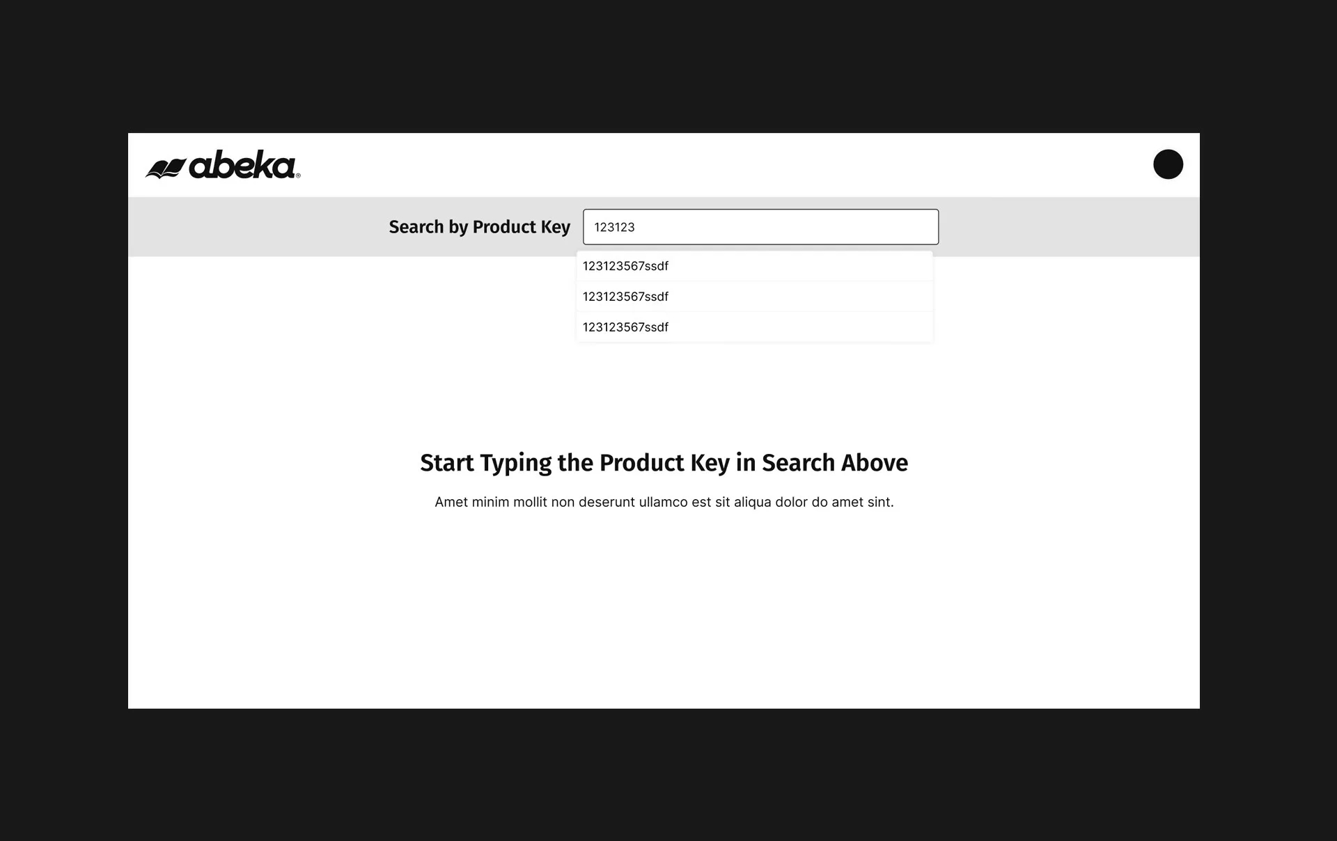 Screenshot of the product search and filter interface from Abeka Academy’s customer management system prototype, designed by LXE Digital to support efficient internal workflows.