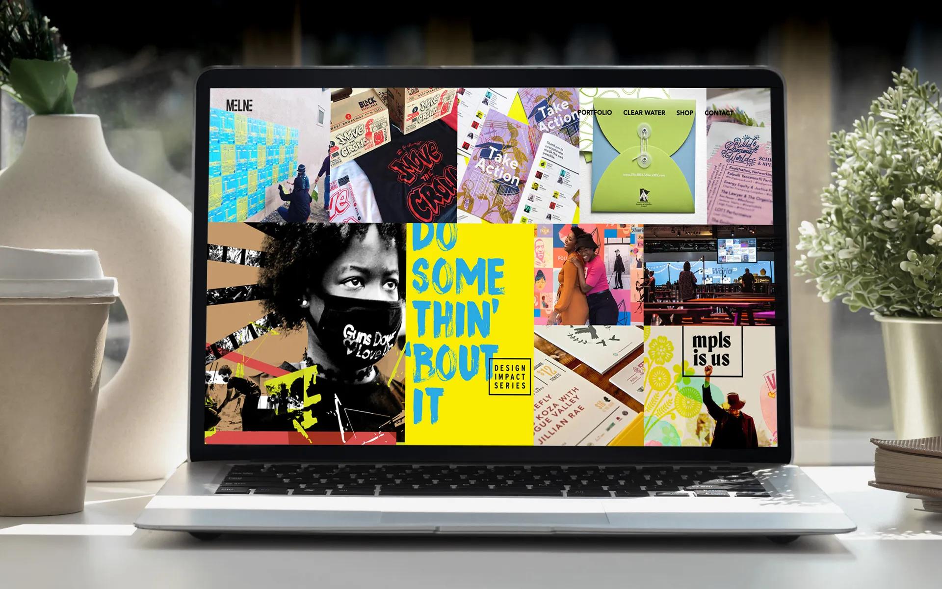 Laptop displaying Melanie Walby’s WordPress portfolio site, designed and developed by LXE Digital to showcase her award-winning creative work